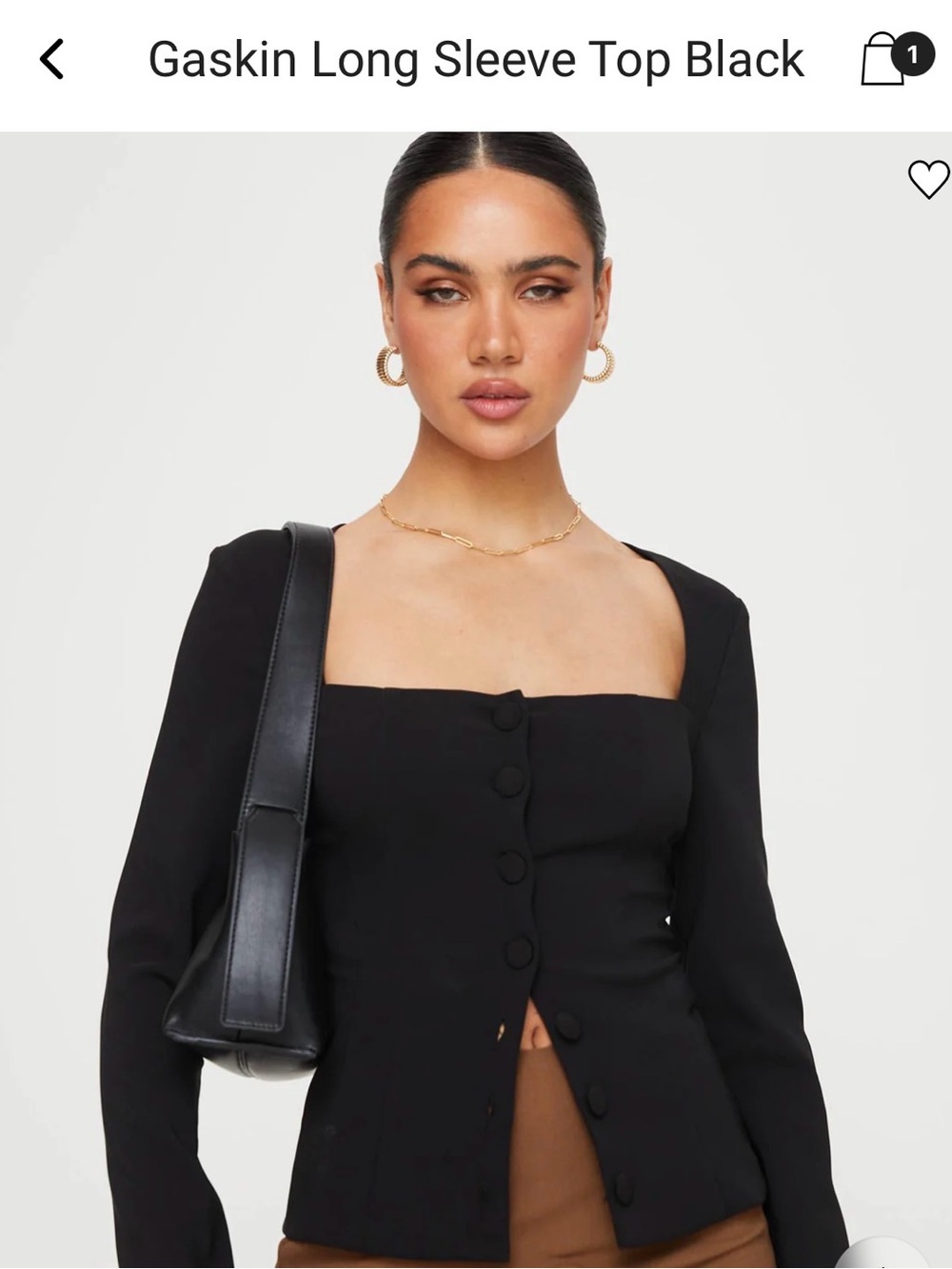 Princess Polly Black Gaskin Long Sleeve Button Down Top